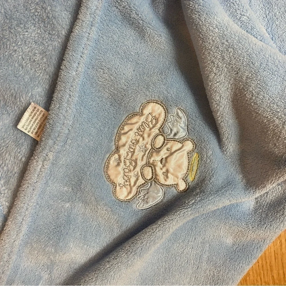 Baby Starters Blue Baby Blanket Bless Our Baby Angel Bear 30x30